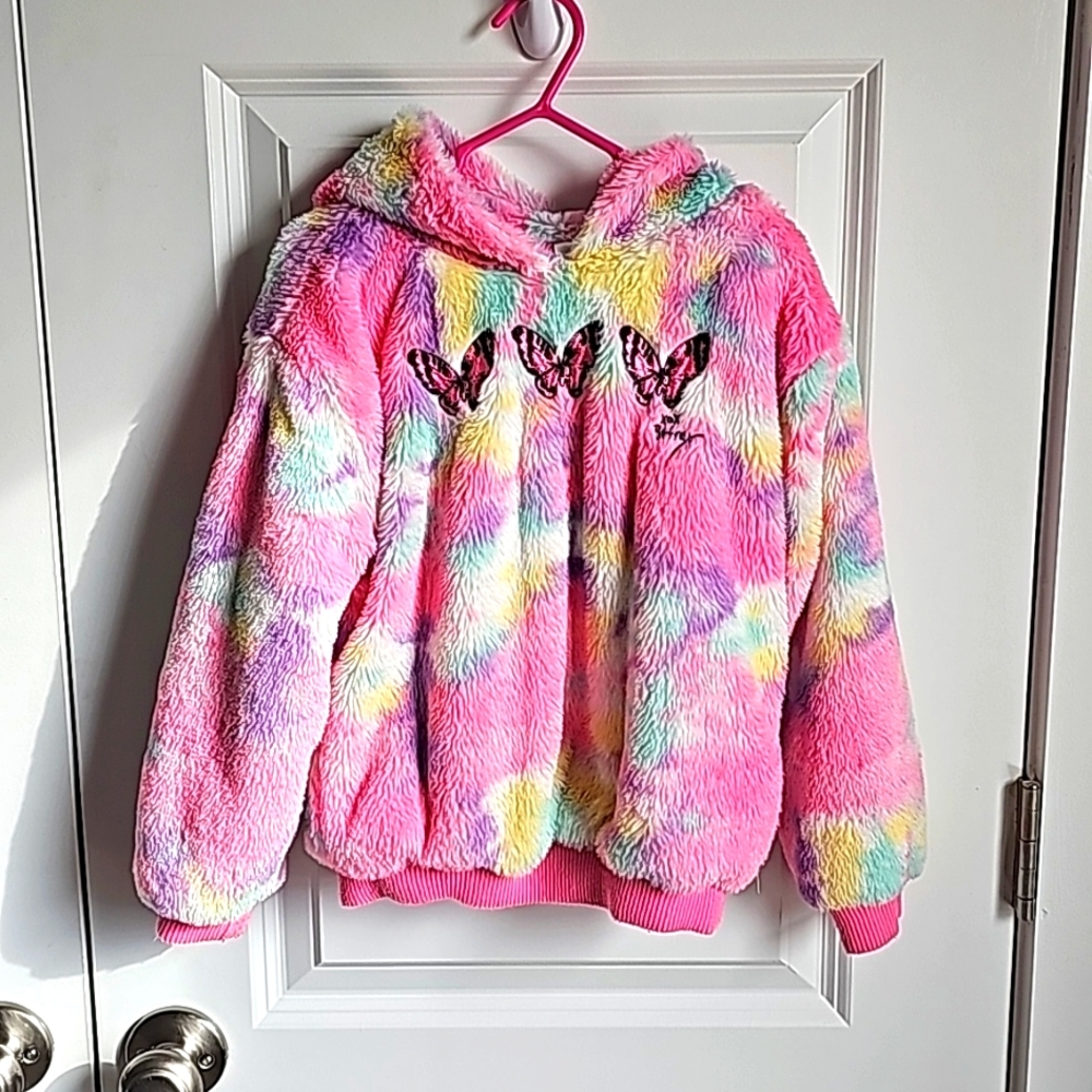 Betsey Johnson Faux Furry Tye-dye Butterfly Sweatshirt in Kids Size XS